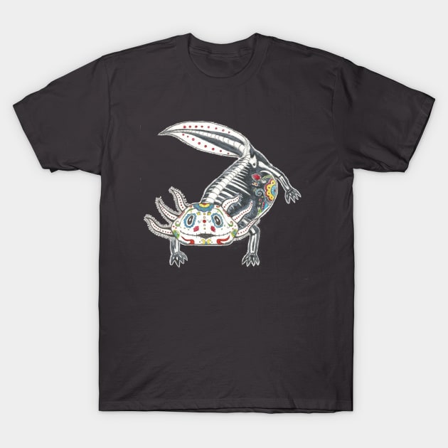 Day of the Dead Axolotl T-Shirt by kktibbs